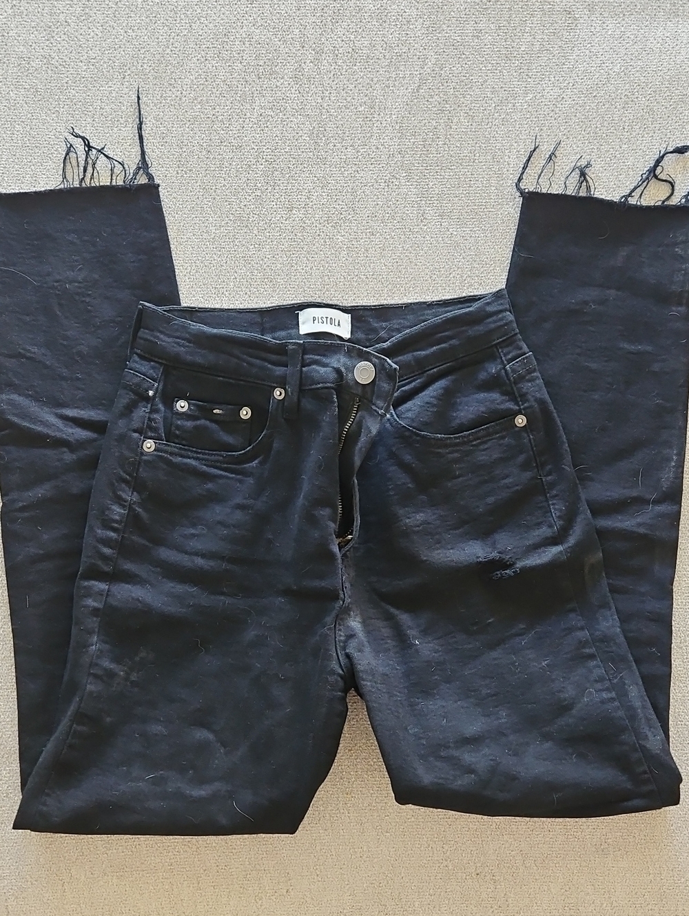 pistola Black Flare-Wide Leg Jeans with Raw Hem